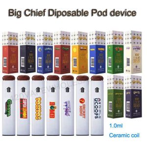 Big Chief Live Resin Disposable Vape Pen E Cigarettes 1.0ml 350mAh Rechargeable Vaporizer Pen With 10 Strains Packagings Ceramic Coil